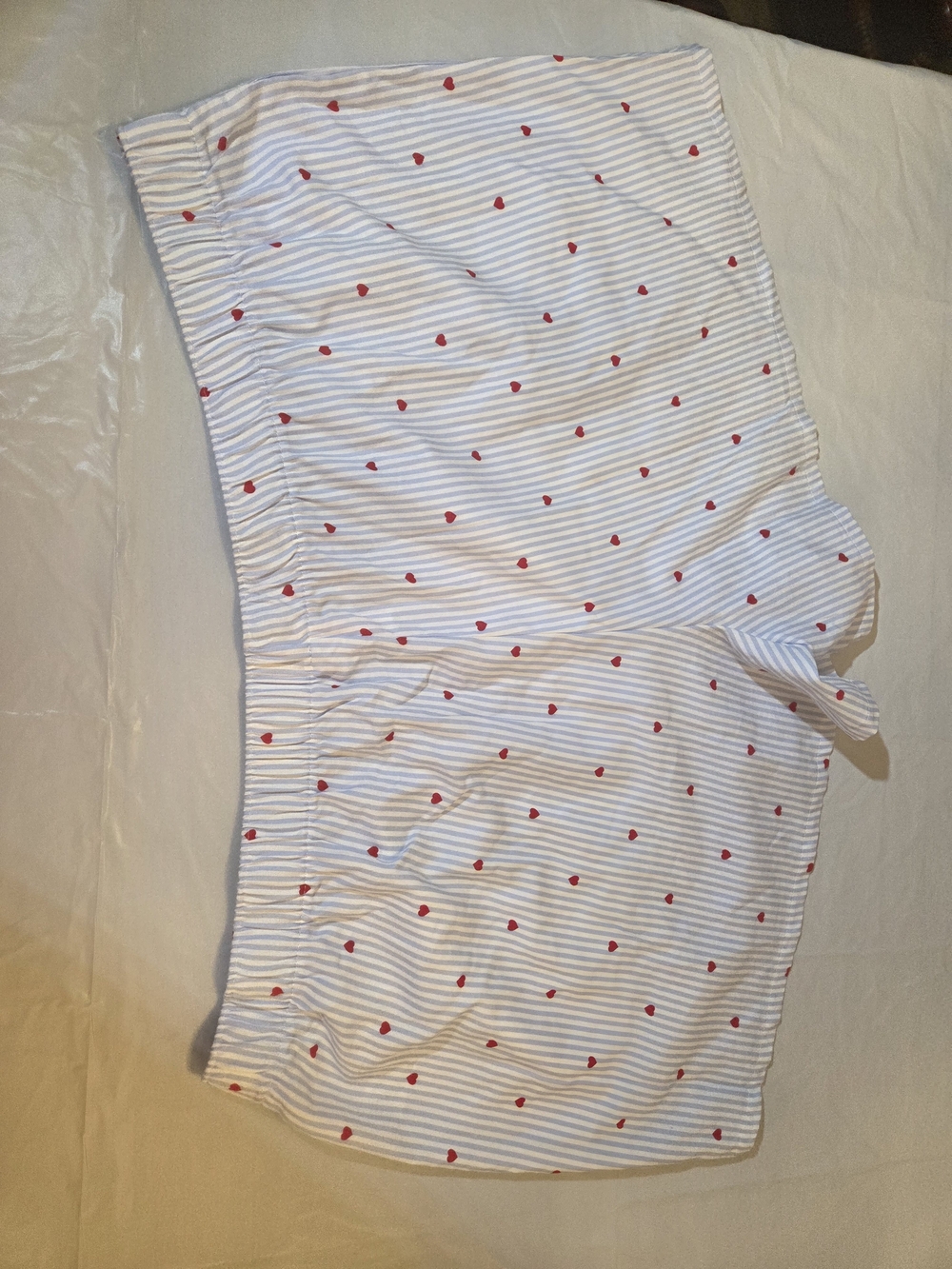 Cotton Stripe & Heart Print Sleep Shorts in Light Blue - Picture 4 of 6